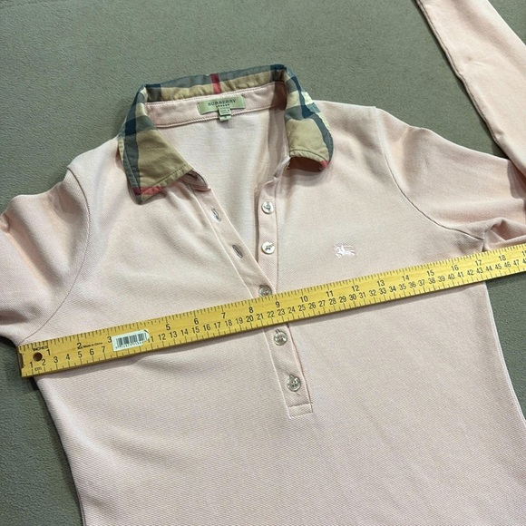 Burberry London Authentic 100% Cotton Pink Long Sleeve Polo Shirt Women's Size S - Picture 9 of 11
